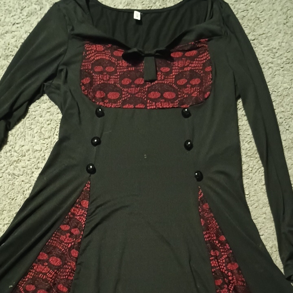 Elegant Black and Red Lace Dress Gothic